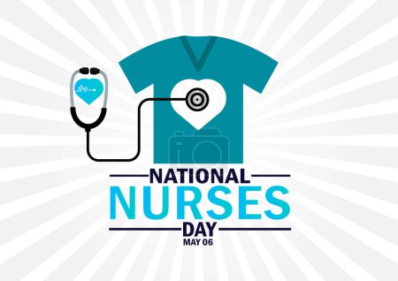 Illustration for National Nurses day Vector illustration. May 06. Holiday concept. Template for background, banner, card, poster with text inscription. - Royalty Free Image