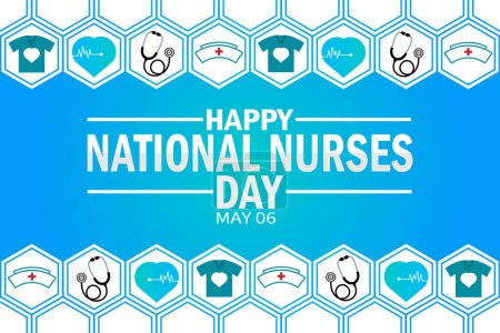 Illustration for National Nurses day is observed in United states on 6th May of each year, to mark the contributions that nurses make to society. Suitable for greeting card, poster and banner. Vector illustration. - Royalty Free Image