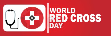 Téléchargez les illustrations : Fond de la Journée mondiale de la Croix-Rouge ou modèle de bannière célébré le 8 mai. Illustration vectorielle. Convient pour carte de vœux, affiche et bannière - en licence libre de droit