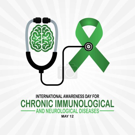 Illustration for International awareness Day for Chronic Immunological and Neurological Diseases Vector illustration. May 12. Health concept. Template for background, banner, card, poster with text inscription. - Royalty Free Image