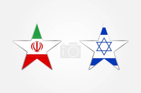 Iran vs Israel war. Israel vs Iran stars concept flags. Iran and Israel political conflict, economy, war crisis, relationship, trade concept. Muslims vs Jews war. Vector illustration