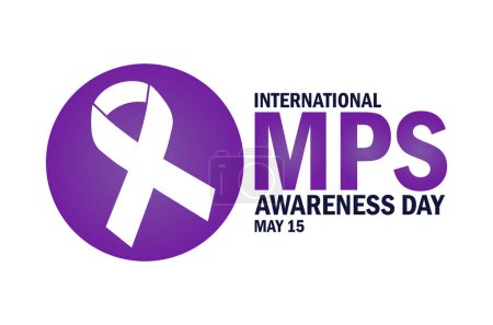 Fondo de pantalla del Día Internacional de la Conciencia MPS con formas y tipografía, pancarta, tarjeta, póster, plantilla. 15 de mayo. Día Internacional de la Concientización sobre los MSF, antecedentes