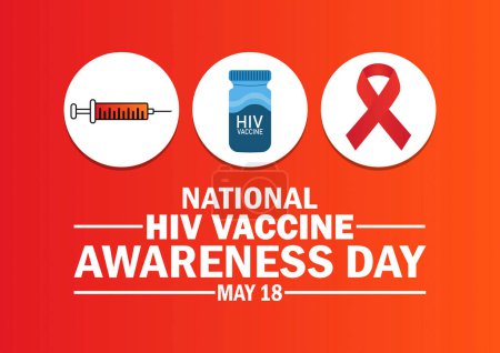 National HIV Vaccine Awareness Day wallpaper with shapes and typography, banner, card, poster, template. May 18. National HIV Vaccine Awareness Day, background