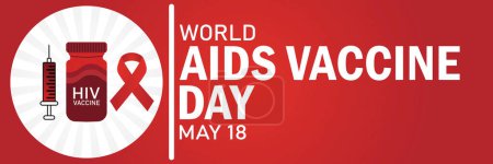 Día Mundial de la Vacuna contra el SIDA. 18 de mayo. Ilustración vectorial para pancarta, póster, tarjeta de felicitación.