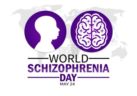 Día Mundial de la Esquizofrenia. 24 de mayo. Concepto de vacaciones. Plantilla para fondo, banner, tarjeta, póster con inscripción de texto.