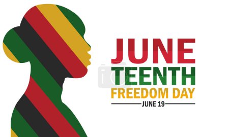 Juni Teenth Freedom Day Tapete mit Formen und Typografie, Banner, Karte, Poster, Vorlage. Tag der Jugendfreiheit im Juni, Hintergrund