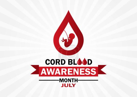 Cord Blood Awareness Month July. Holiday concept. Template for background, banner, card, poster with text inscription.