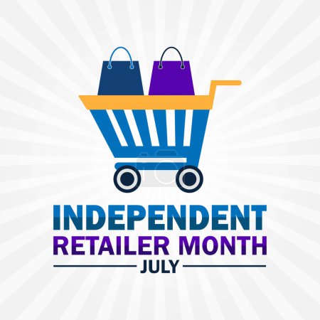 Independent Retailer Month July. Holiday concept. Template for background, banner, card, poster with text inscription.
