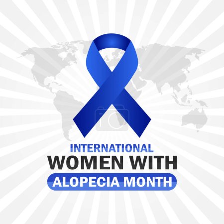 International Women with Alopecia Month Vector illustration. Holiday concept. Template for background, banner, card, poster with text inscription.