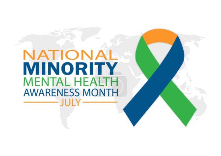 National Minority Mental Health Awareness Month July wallpaper with shapes and typography, banner, card, poster, template. National Minority Mental Health Awareness Month July, background