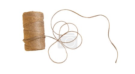 Thread burlap isolate on white background. Selective focus. Old.