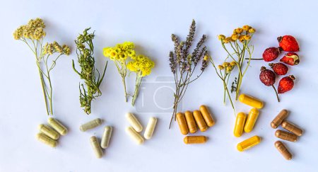 Foto de Complementos medicinales en cápsulas. Enfoque selectivo. naturaleza. - Imagen libre de derechos