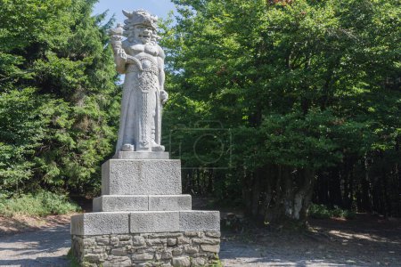 Photo for Statue of pagan god Radegast in summer day on Radhost, Beskid mountains, Czceh Republic. - Royalty Free Image