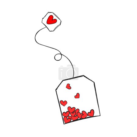 ea packet with red hearts, symbolizing love on Valentine's Day, against a white background. Romantic gesture, expressing affection and warmth