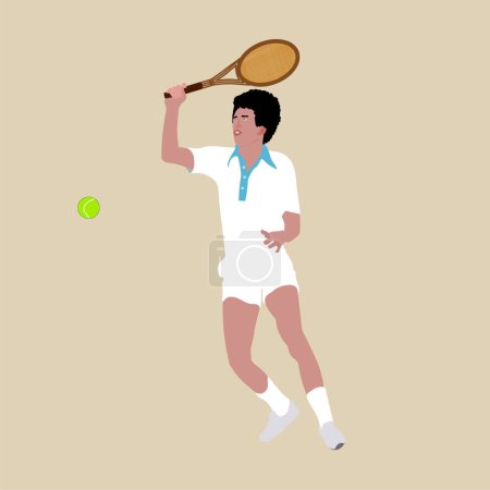 Vektor-Illustration zum Thema Tennis mit einem Spieler mit Schläger, die Dynamik und Geschicklichkeit des Sports hervorhebt