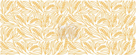 Photo for Cereal pattern background. Grains and ears of wheat. Wrapping paper for bread. Editable outline stroke. Vector line illustration. - Royalty Free Image