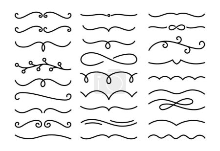 Ornements éléments de conception calligraphique. Course de contour modifiable. Ligne vectorielle.
