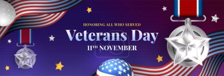 happy veterans day banner template vector realistic design