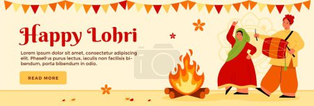 Illustration for Happy lohri banner template vector illsutration design - Royalty Free Image