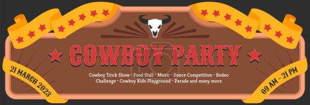 Illustration for Cowboy party horizontal banner vector illustration flat design - Royalty Free Image