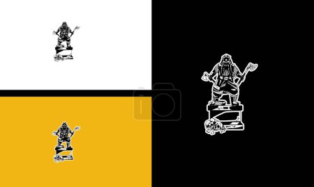 Illustration for Robot and hold sword vector outline design - Royalty Free Image