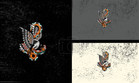 Téléchargez les illustrations : Aigle volant avec le roi cobra vecteur mascotte design - en licence libre de droit