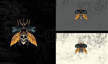 Foto de Cabeza cráneo e insecto vector mascota diseño plano - Imagen libre de derechos