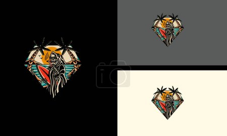 Illustration for Head skull and palm vector mascot design - Royalty Free Image