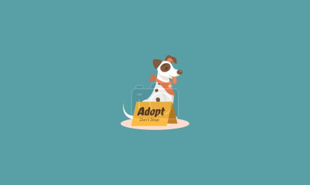 Illustration for Adopt dog sticker vector illustration flat design - Royalty Free Image