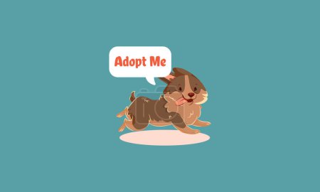 adopt dog sticker vector illustration flat design