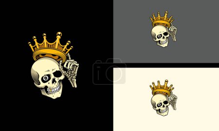 Foto de Cabeza cráneo usando corona vector plano diseño - Imagen libre de derechos