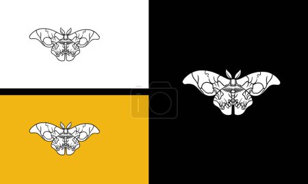 Ilustración de Mariposa cara cabeza cráneo vector línea arte diseño - Imagen libre de derechos