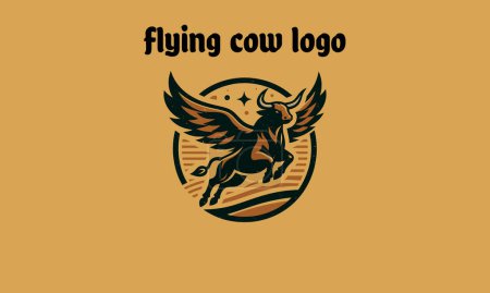 Illustration for Logo design of flying cow vector flat design - Royalty Free Image