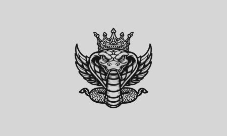 Téléchargez les illustrations : Roi cobra portant couronne dessin vectoriel contour - en licence libre de droit