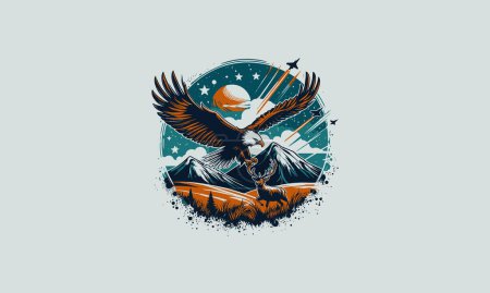Illustration for Flying eagle in mountain vector illustration artwork design - Royalty Free Image