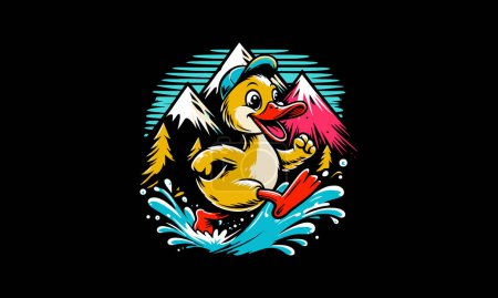 Illustration for Duck running on mountain vector artwork design - Royalty Free Image