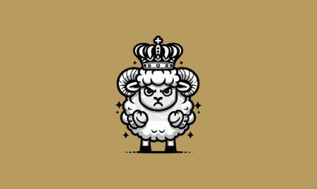 Téléchargez les illustrations : Moutons portant la couronne dessin vectoriel contour - en licence libre de droit