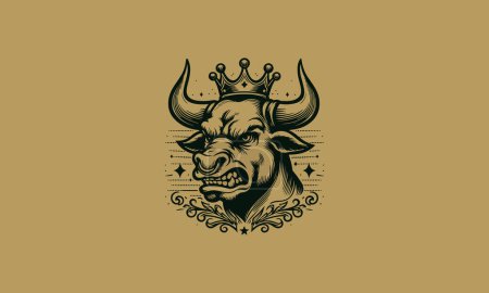 Illustration for Head bull wearing vector outline design - Royalty Free Image