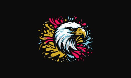 Ilustración de Cabeza águila arco iris salpicadura vector diseño plano - Imagen libre de derechos