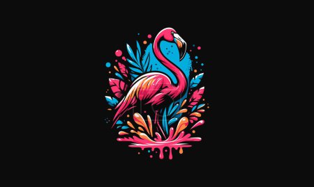 Ilustración de Flamingo rosa vector ilustración diseño plano - Imagen libre de derechos