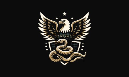 Ilustración de Águila y serpiente vector ilustración diseño plano - Imagen libre de derechos