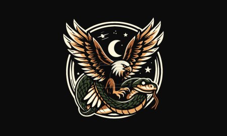 Ilustración de Águila y serpiente vector ilustración diseño plano - Imagen libre de derechos