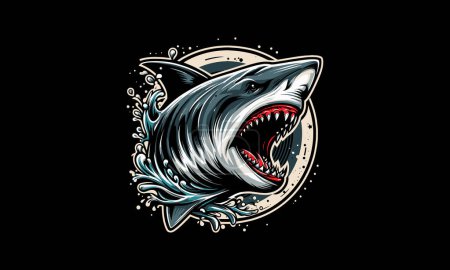 Ilustración de Cabeza tiburón enojado vector ilustración diseño de obras de arte - Imagen libre de derechos
