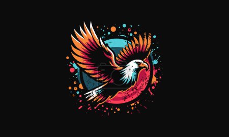 Illustration for Flying eagle with background splash vector flat design - Royalty Free Image