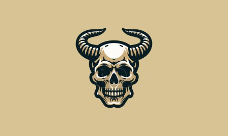 Illustration for Head skull with horn vector flat design - Royalty Free Image