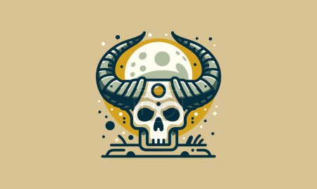 Illustration for Head skull with horn vector flat design - Royalty Free Image