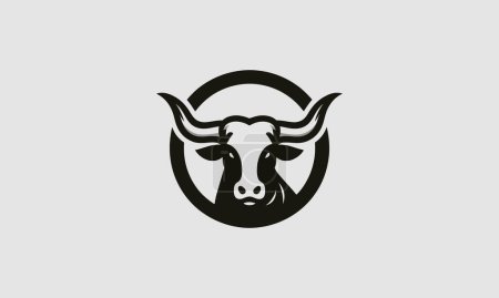 Illustration for Head cow long horn vector illustration flat design logo - Royalty Free Image