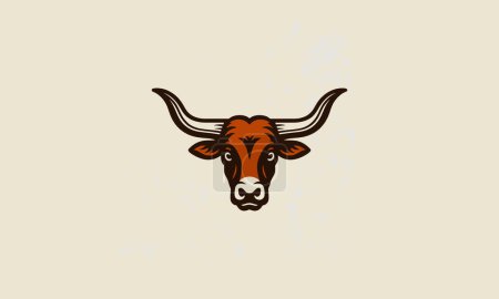 Illustration for Head cow long horn vector illustration flat design logo - Royalty Free Image