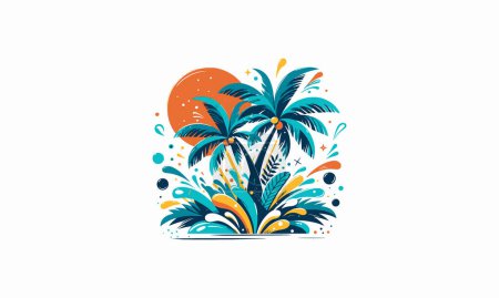 Illustration for Palm on sea vector illustration flat design - Royalty Free Image