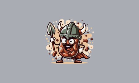 Illustration for Cartoon with mustake wearing viking hat vector flat design - Royalty Free Image